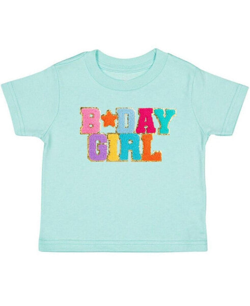 Little and Big Girls Birthday Girl Patch Short Sleeve T-Shirt