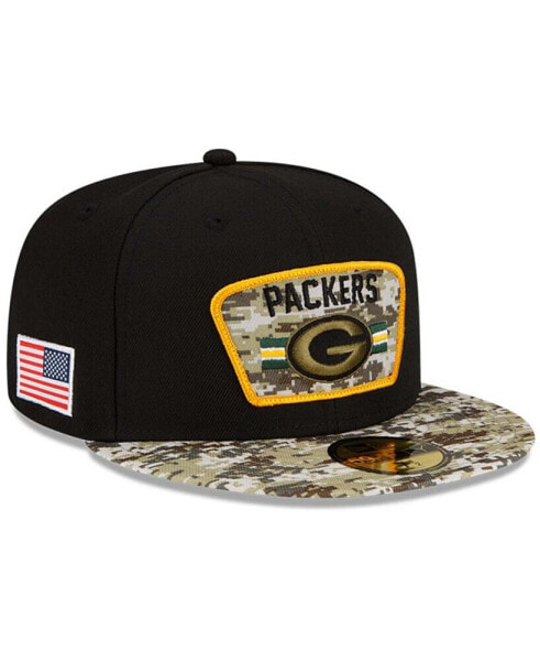 Men's Black-Camouflage Green Bay Packers 2021 Salute To Service 59FIFTY Fitted Hat