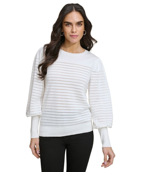 Женский свитер Calvin Klein в полоску с рукавами блузонами