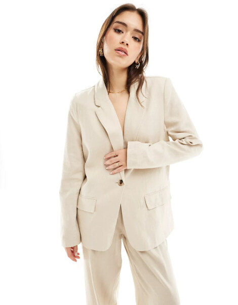 Vila linen blazer co-ord in oatmeal