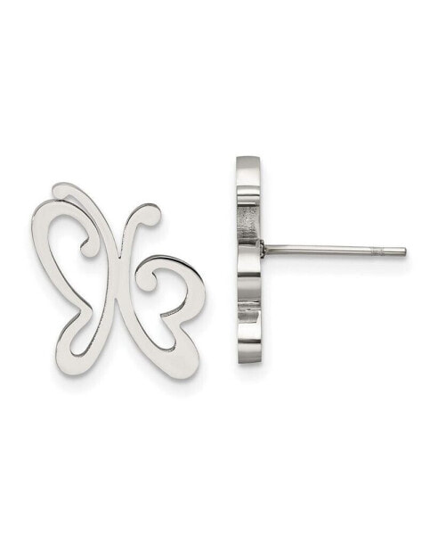 Stainless Steel Polished Butterfly Earrings