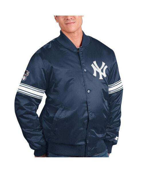 Men's Navy New York Yankees Pick and Roll Satin Varsity Full-Snap Jacket