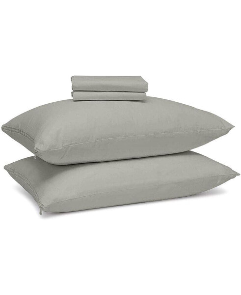 100% Cotton Queen Size Pillow Protector with Zipper - (2 Pack)