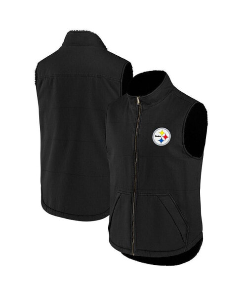 Men's NFL x Darius Rucker Collection by Black Pittsburgh Steelers Sherpa-Lined Full-Zip Vest