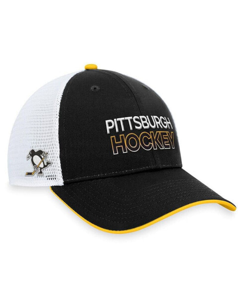 Men's Black Pittsburgh Penguins Authentic Pro Alternate Jersey Trucker Adjustable Hat