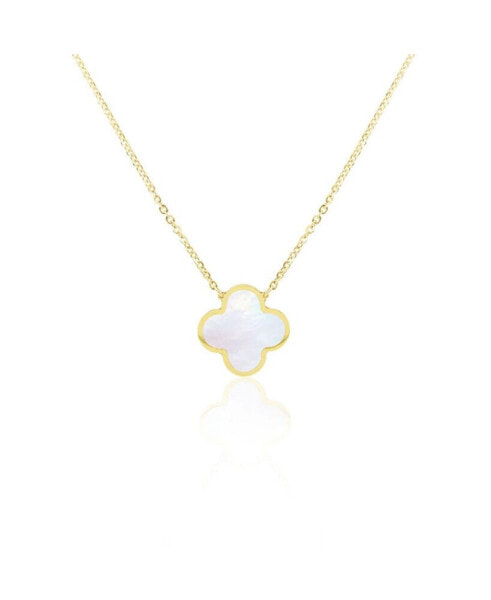 Extra Large Mother of Pearl Single Clover Necklace