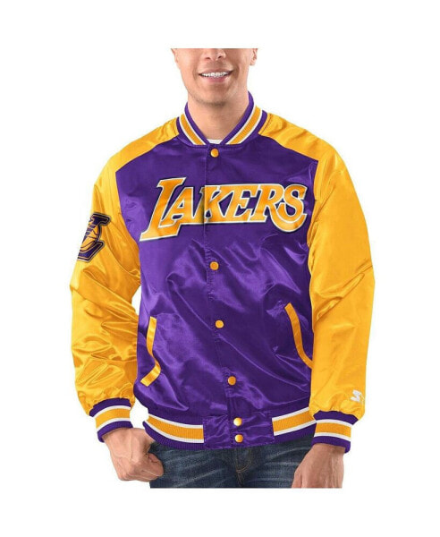 Men's Purple, Gold Los Angeles Lakers Renegade Satin Full-Snap Varsity Jacket