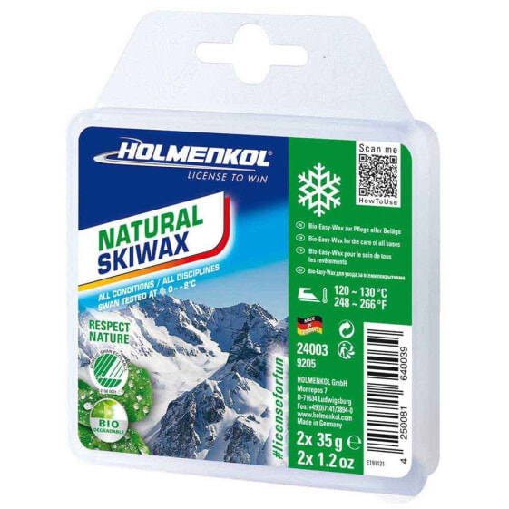 Мазь для беговых лыж Holmenkol Natural Skiwax 0°C/-8°C 2x35 гр