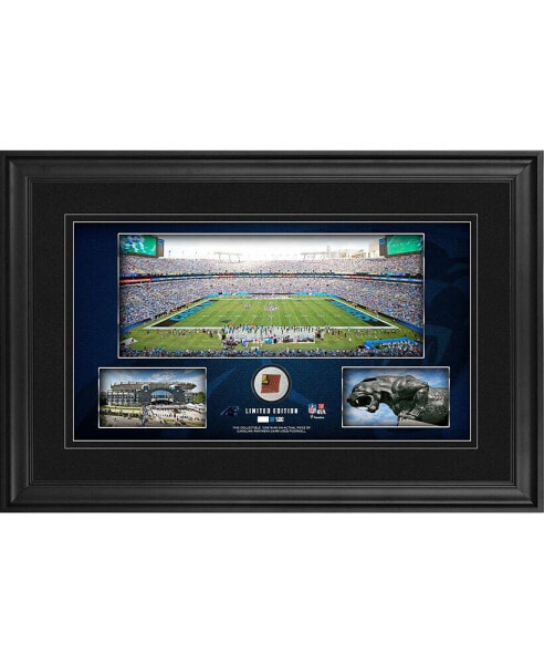 Carolina Panthers Framed 10" x 18" Stadium Panoramic Collage with Game-Used Football - Limited Edition of 500