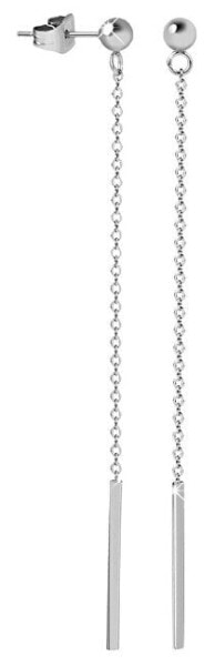 Long steel earrings with elongated pendant