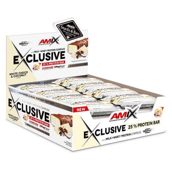 AMIX Exclusive 40g Protein Bars Box White Chocolate 24 Units