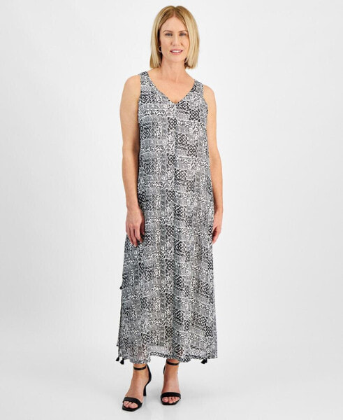 Petite Smara Statement Tassel Sleeveless Maxi Dress, Created for Macy's