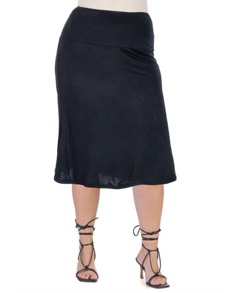 Plus Size A Line Elastic Waist Skirt