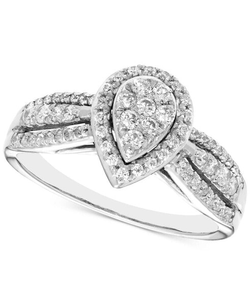 Diamond Teardrop Cluster Ring (1/2 ct. t.w.) in 14k White Gold