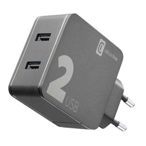 Зарядное устройство INTERPHONE CELLULARLINE Double Plug USB 12W+12W