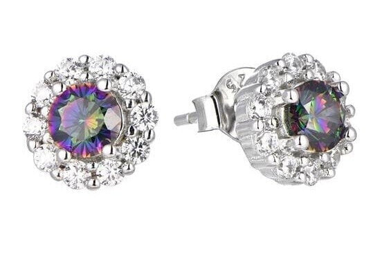 Charming silver earrings with Mystic Stone topaz SE05988A