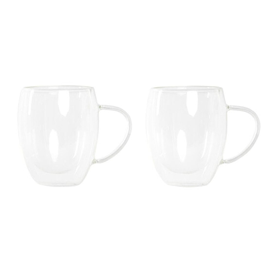 Набор из кофейных чашек DKD Home Decor Прозрачный Стеклянный Боросиликатное стекло 350 ml