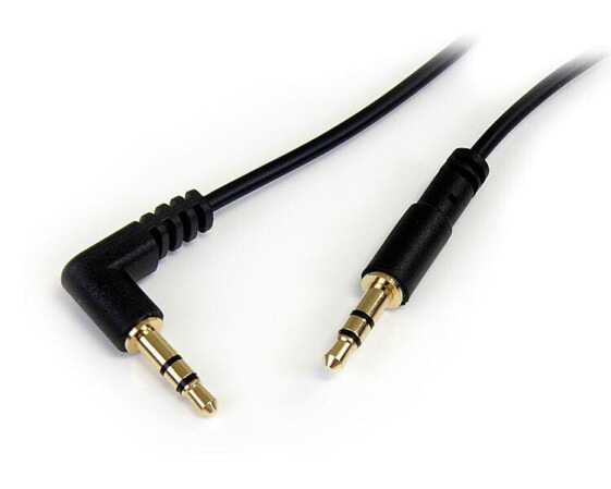 Аудио-кабель Startech.com Slim 3.5mm справа угловой стерео - М/М - 3.5 мм - мужской - 3.5 мм - мужской - 1.8 м - черный