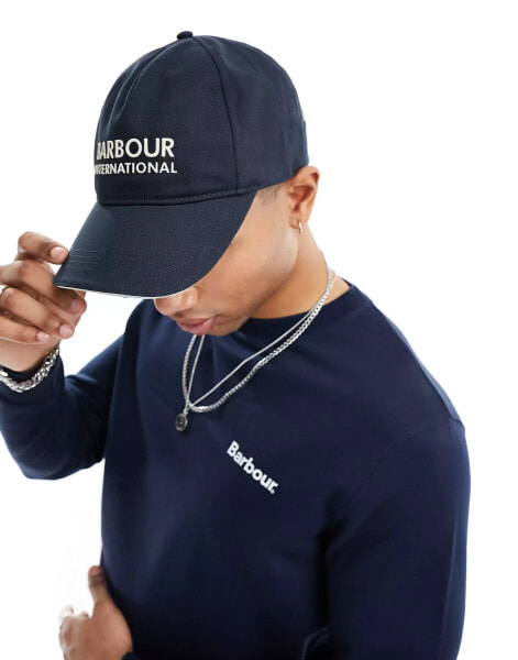 Barbour International Jackson logo cap in navy