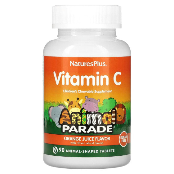 Animal Parade, Vitamin C, Children's Chewable Supplement, Sugar Free, Orange Juice, 90 Animal-Shaped Tablets