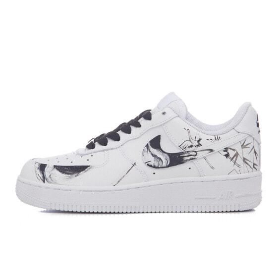 【定制球鞋】 Nike Air Force 1 Low 轩墨 国风 水墨 仙鹤 低帮 板鞋 女款 黑白 / Кроссовки Nike Air Force DD8959-100