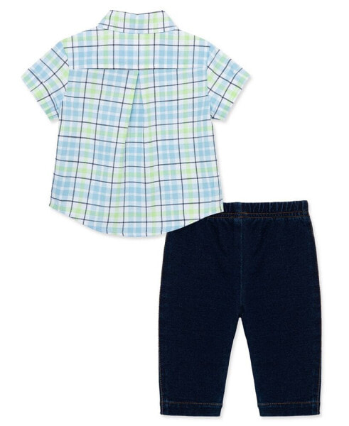 Костюм Little Me Plaid Shirt and Pants Set