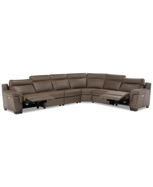 Julius 150" II 6-Pc. Leather Sectional Sofa With 2 Power Recliners, Power Headrests & USB Power Outlet, Created for Macy's