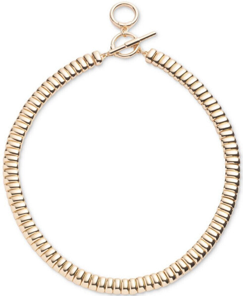 Gold-Tone Ribbed Collar Necklace, 16" + 3" extender