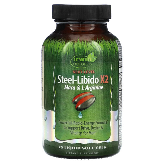 Irwin Naturals, Steel-Libido X2, мака и L-аргинин, 75 желатиновых капсул