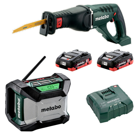 Metabo Baustellenradio R 12-18 BT + Säbelsäge ASE 18 LTX 2x 4,0Ah + Lader|Karton