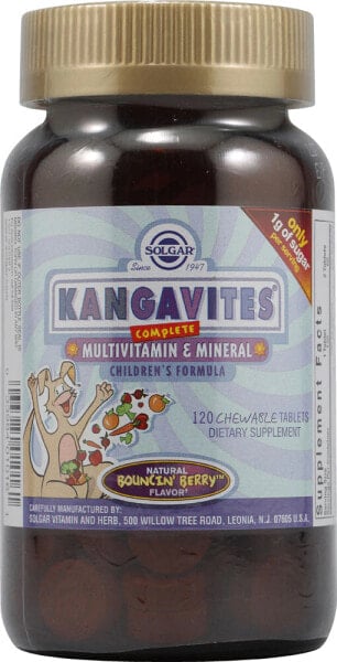 Solgar Kangavites Complete Multivitamin and Mineral Мультивитаминно-минеральный комплекс для детей 120 жевательных таблеток с ягодным вкусом