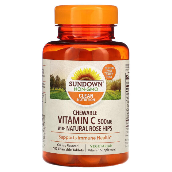 Chewable Vitamin C with Natural Rose Hips, Orange , 500 mg, 100 Chewable Tablets