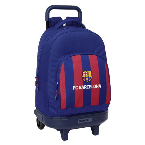 School Rucksack with Wheels F.C. Barcelona 24/25 Maroon Navy Blue 33 x 45 x 22 cm