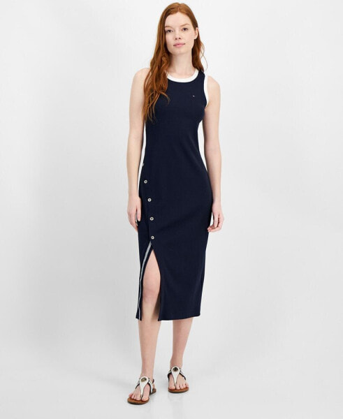 Women's Side-Slit Sleeveless Midi Dress