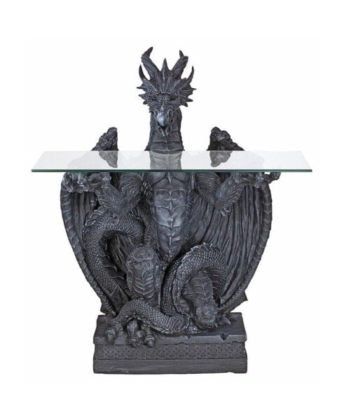 the Subservient Dragon Glass-Topped Sculptural Table