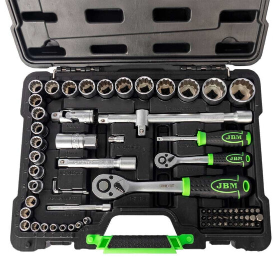 JBM Tool case with 12-edge zinc plated sockets 74 pieces