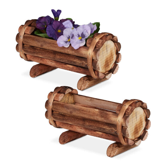 Горшки для цветов Relaxdays Pflanzengefäß Holz 2er Set