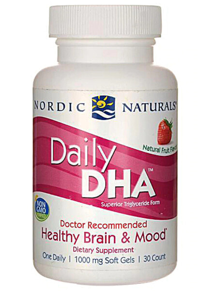 Nordic Naturals Daily DHA Strawberry  ДГК для поддержания настроения и здоровья мозга для поддержания настроения и здоровья мозга 1000 мг 30 гелевых капсул