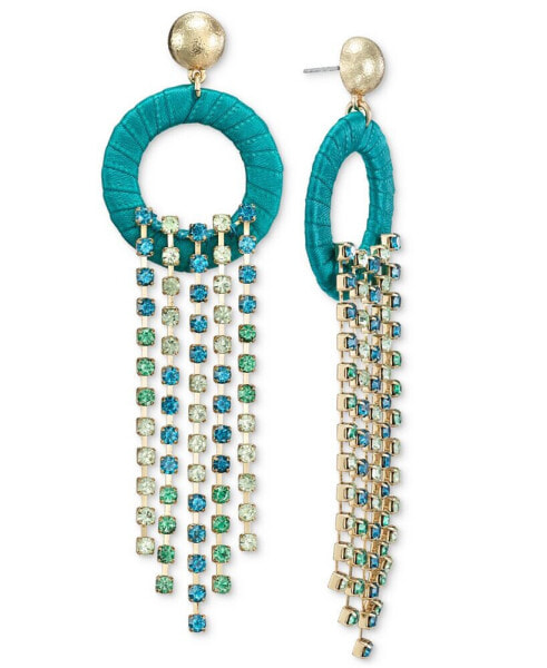 Gold-Tone Color Crystal Fringe & Ribbon-Wrapped Circle Statement Earrings, Created for Macy's