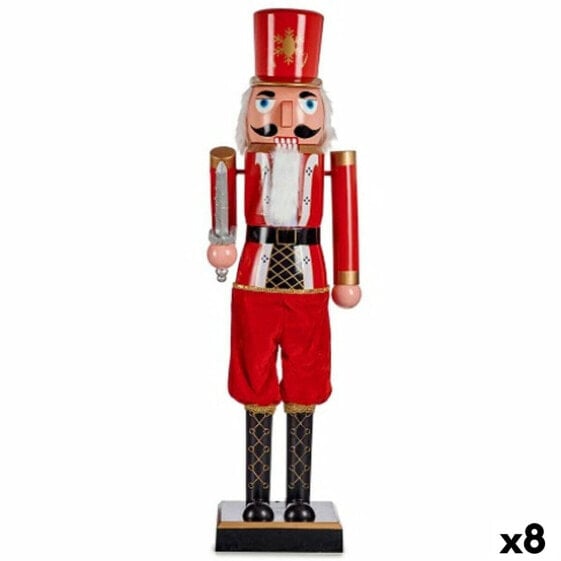 Decorative Figure Nutcracker Black Red Plastic 10 x 37 x 9 cm (8 Units)