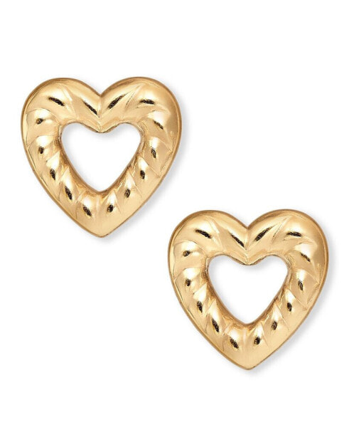 14k Gold-Plated Open Heart Stud Earrings