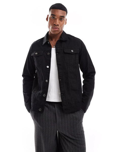 DTT slim fit denim jacket in black