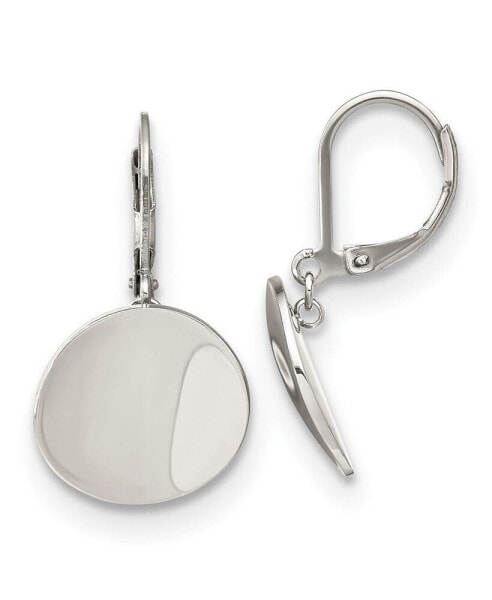 Stainless Steel Polished Curved Disk Dangle Lever back Earrings