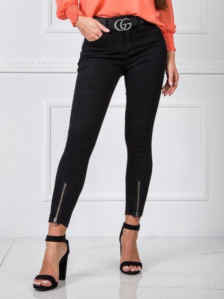 Женские джинсы скинни со средней посадкой   укороченные черные Factory Price