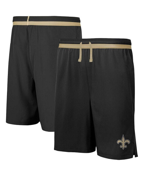 Men's Black New Orleans Saints Cool Down Tri-Color Elastic Training Shorts