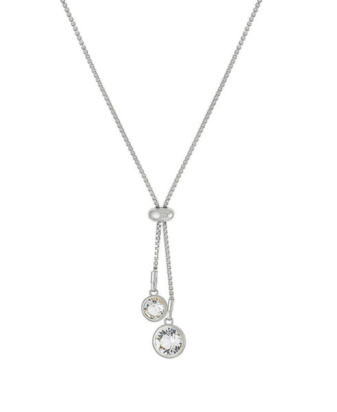 Crystal 30" Adjustable Box Chain Necklace (13/50 ct. t.w.) in Fine Silver Plated Brass