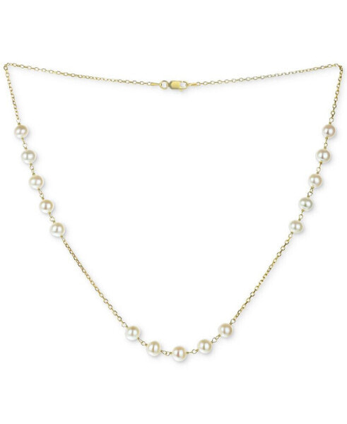 Freshwater Pearl (6-7mm) Station 18" Collar Necklace in 18k Gold-Plated Sterling Silver