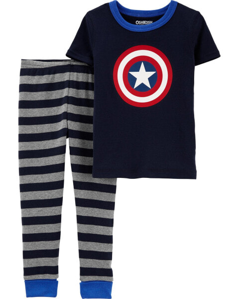 Toddler 2-Piece Captain America 100% Snug Fit Cotton Pajamas 2T