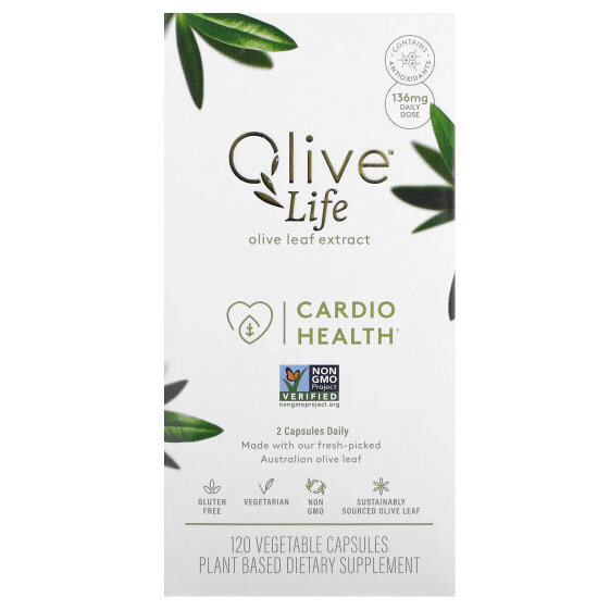 Olive Life, Olive Leaf Extract, Cardio Health, 136 mg, 120 Veggie Capsules (68 mg per Capsule)