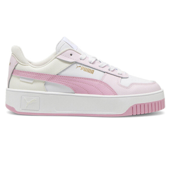 Puma Carina Street Perforated Platform Womens Pink, White Sneakers Casual Shoes